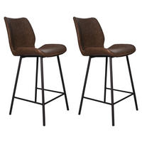BARHOCKER-SET Lederlook Graubraun  - Graubraun/Schwarz, KONVENTIONELL, Kunststoff/Textil (47/99/55cm) - MID.YOU