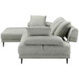 ECKSOFA in Mikrofaser Hellgrau  171/282 cm  - Hellgrau/Schwarz, Design, Textil/Metall (171/282cm) - Hom`in