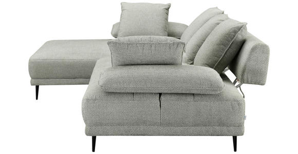 ECKSOFA in Mikrofaser Hellgrau  171/282 cm  - Hellgrau/Schwarz, Design, Textil/Metall (171/282cm) - Hom`in