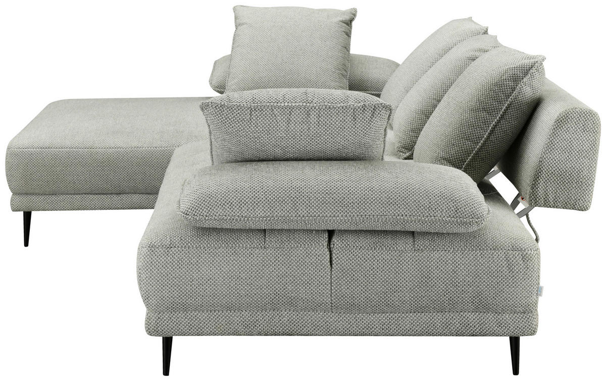 ECKSOFA Hellgrau Mikrofaser  - Hellgrau/Schwarz, Design, Textil/Metall (171/282cm) - Hom`in
