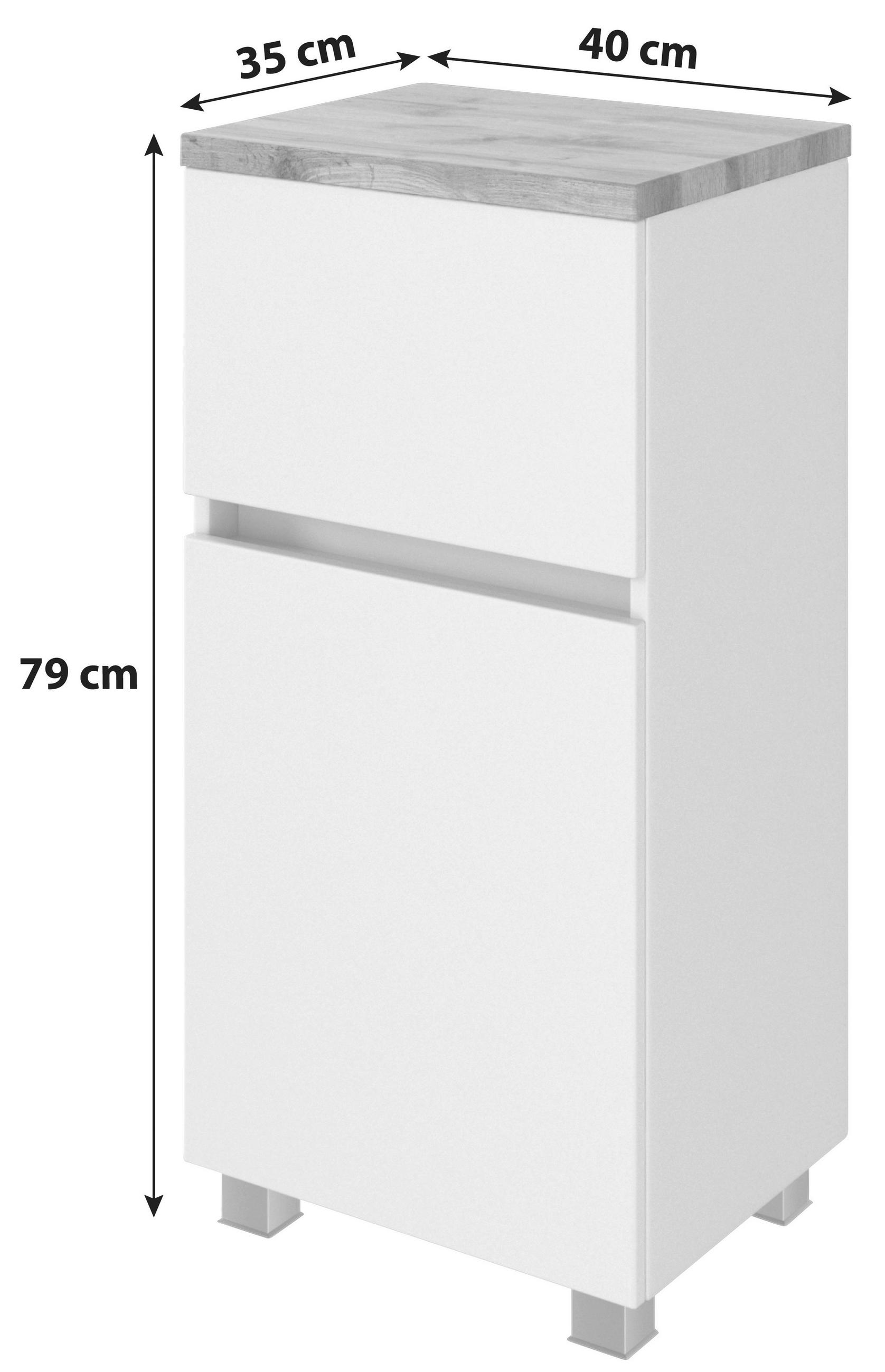 UNTERSCHRANK 40/79/35 cm   - Eichefarben/Silberfarben, Basics, Holzwerkstoff/Kunststoff (40/79/35cm) - Held
