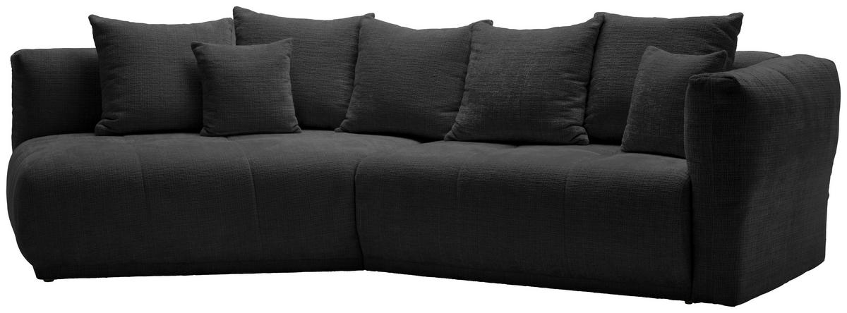 ECKSOFA in Chenille Schwarz  - Schwarz, Modern, Kunststoff/Textil (180/315cm) - Hom`in