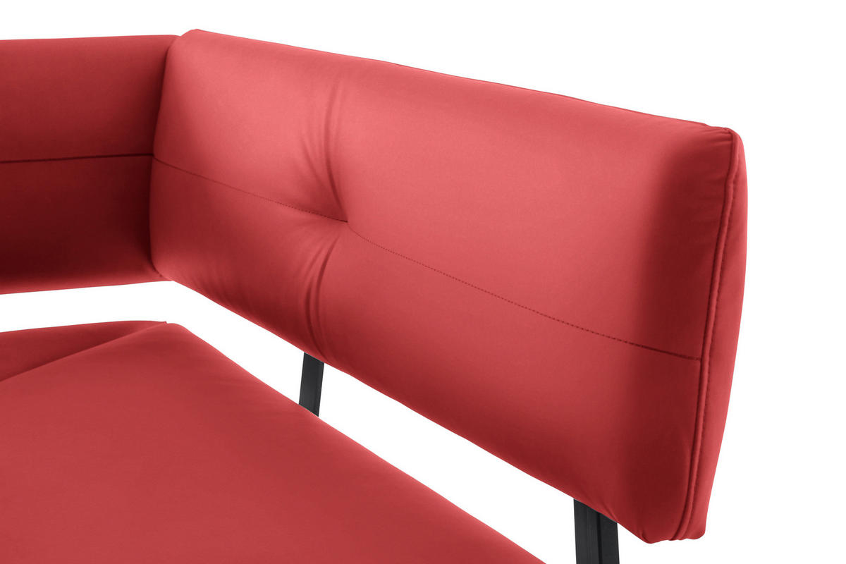 ECKBANK in Metall, Textil Rot, Schwarz  - Rot/Schwarz, Modern, Textil/Metall (180/140cm) - Cantus