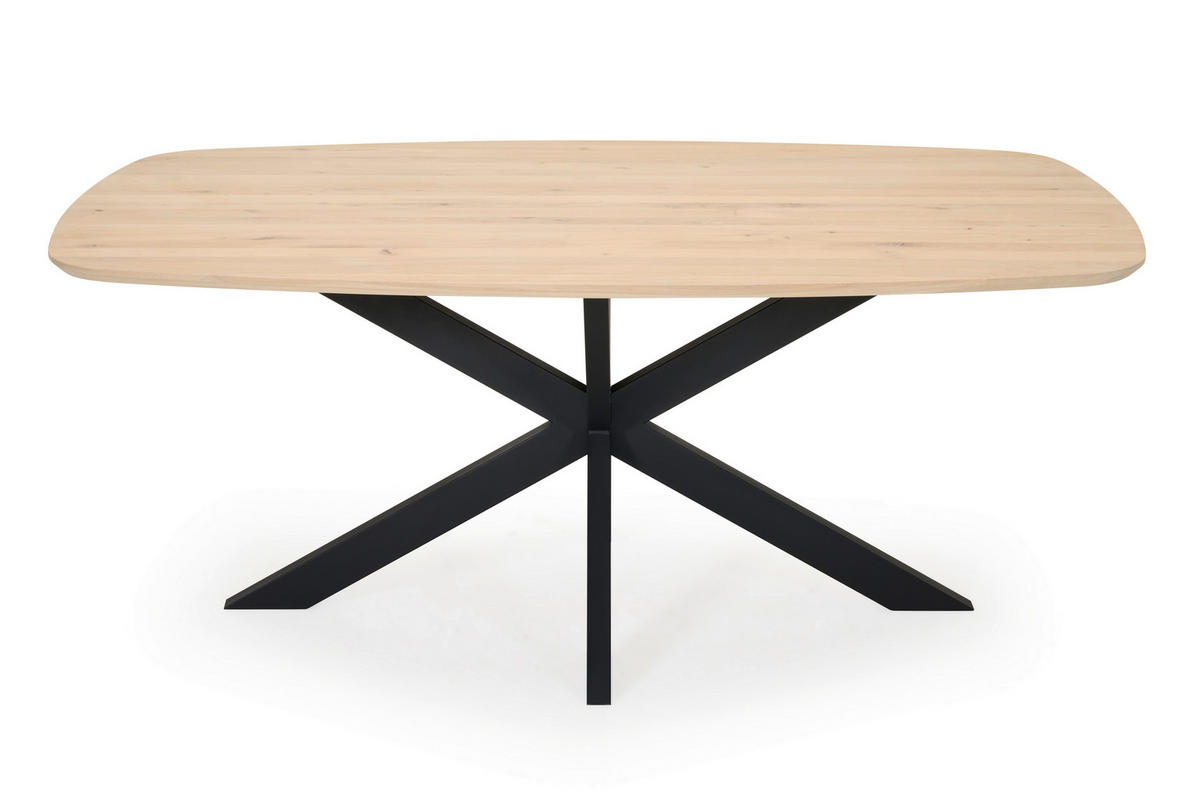 ESSTISCH Eiche vollmassiv oval Eichefarben  - Eichefarben/Schwarz, Design, Holz/Metall (180/100/76cm) - Welnova