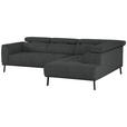 ECKSOFA in Webstoff Anthrazit  280/205 cm  - Anthrazit/Schwarz, Design, Textil/Metall (280/205cm) - Xora