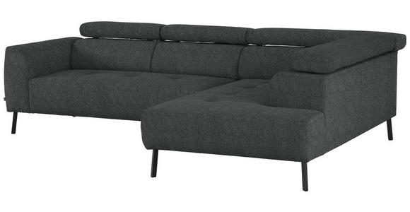 ECKSOFA in Webstoff Anthrazit 280/205 cm - Anthrazit/Schwarz, Design, Textil/Metall (280/205cm) - Xora
