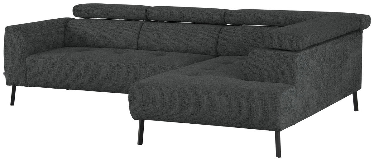ECKSOFA in Webstoff Anthrazit  - Anthrazit/Schwarz, Design, Textil/Metall (280/205cm) - MID.YOU
