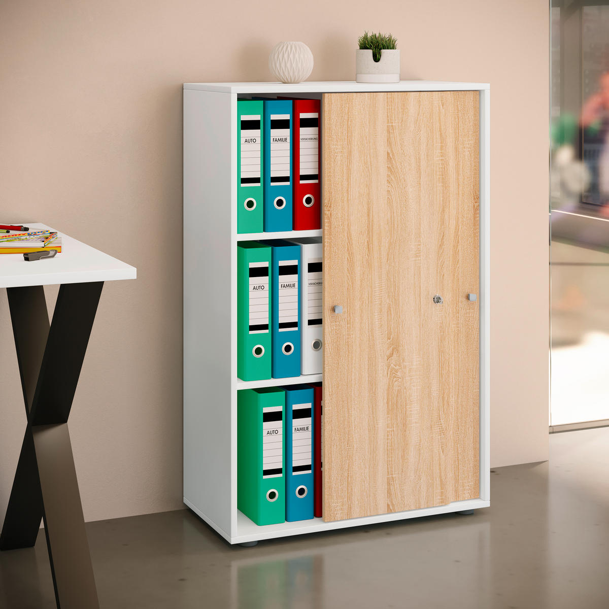 AKTENSCHRANK 70/110/39 cm  - Weiss/Sonoma Eiche, Design, Holzwerkstoff (70/110/39cm) - MID.YOU