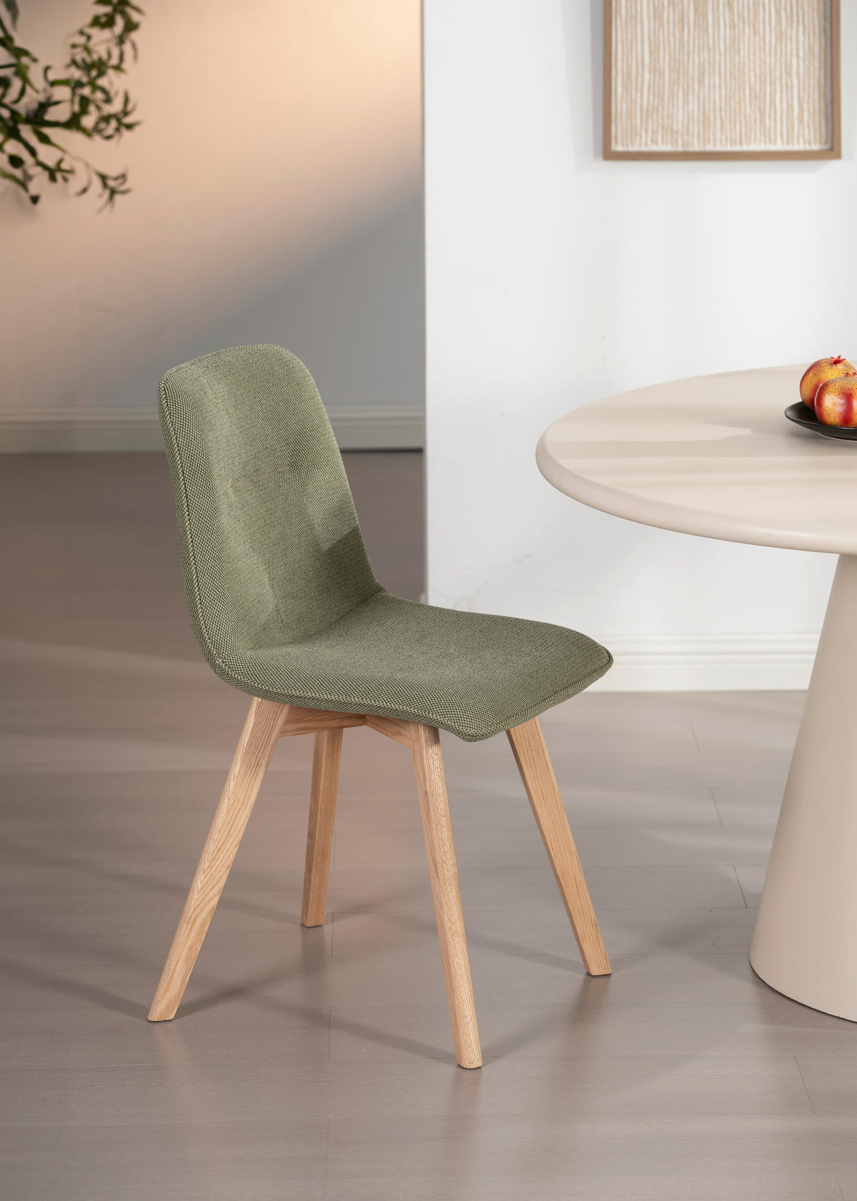 STUHL  Stoffauswahl  Leinenoptik  - Eichefarben/Grün, MODERN, Holz/Textil (45/88/54cm) - Cantus