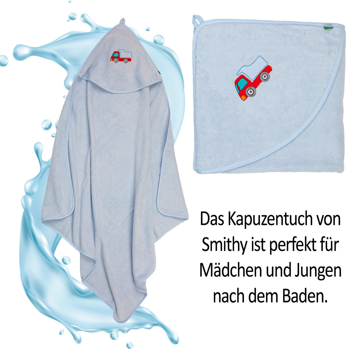 KAPUZENBADETUCH 100/100 cm    - Hellblau, Basics, Textil (100/100cm)