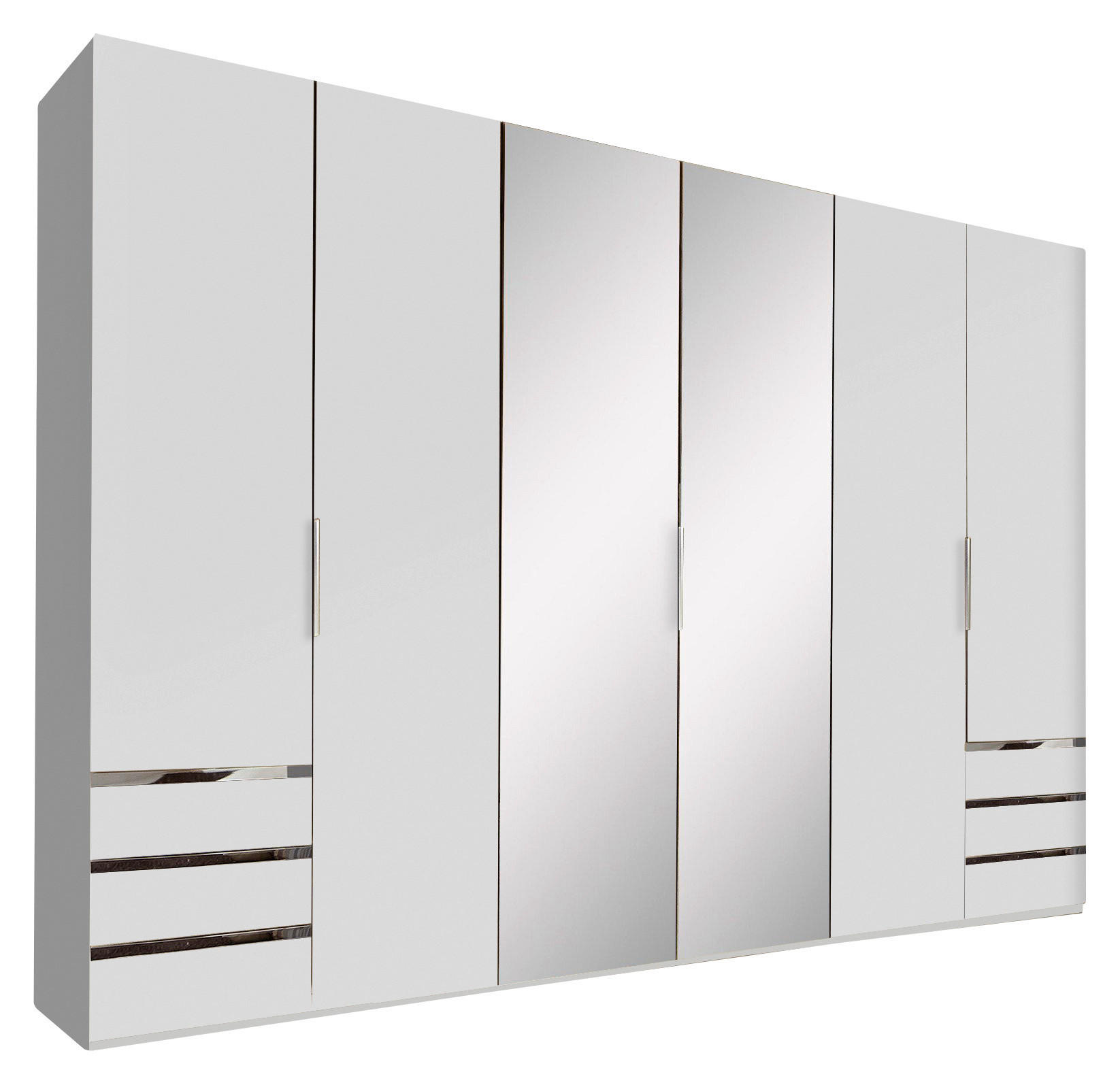 DREHTÜRENSCHRANK in Silberfarben, Weiss  - Chromfarben/Weiss, Modern, Glas/Holzwerkstoff (300/216/58cm) - MID.YOU