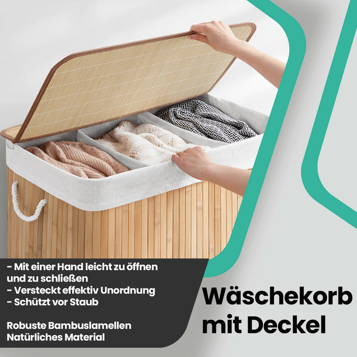 WÄSCHEKORB - Naturfarben, Basics, Naturmaterialien/Textil (60/61,5/40cm)
