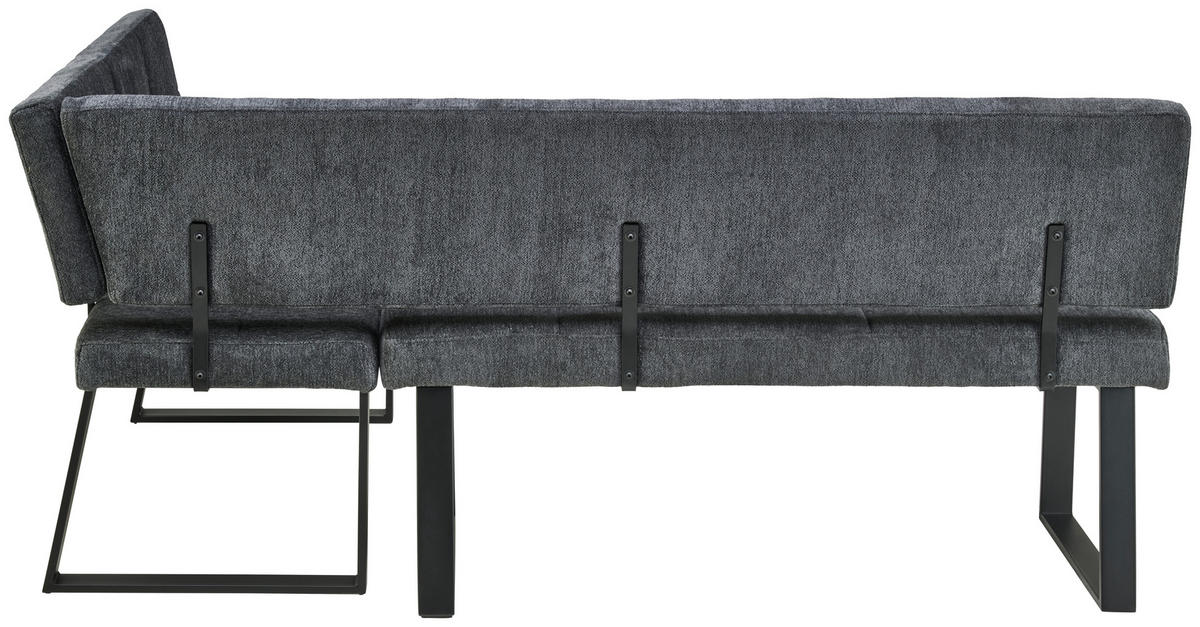 ECKBANK 193/141 cm Leinenoptik Dunkelgrau   - Dunkelgrau/Schwarz, LIFESTYLE, Textil/Metall (193/141cm) - MID.YOU