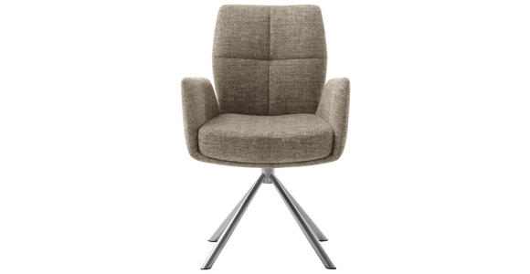 ARMLEHNSTUHL in Edelstahl Flachgewebe - Edelstahlfarben/Cappuccino, Design, Textil/Metall (60/87/61cm) - Novel
