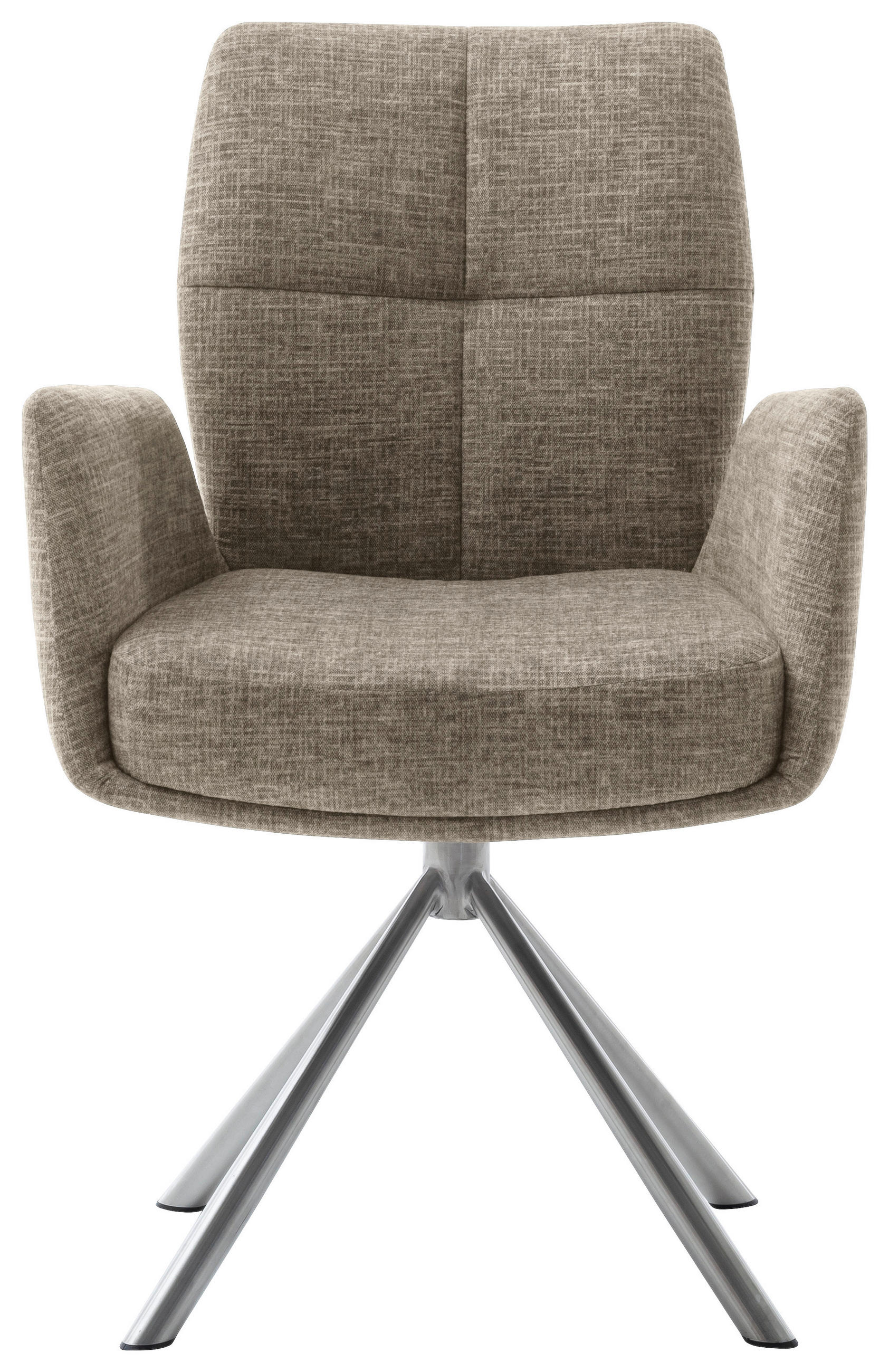 NASLANJAČ, kovina, tekstil barve nerjavečega jekla, barve kapučina  - barve nerjavečega jekla/barve kapučina, Design, kovina/tekstil (60/87/61cm) - Novel