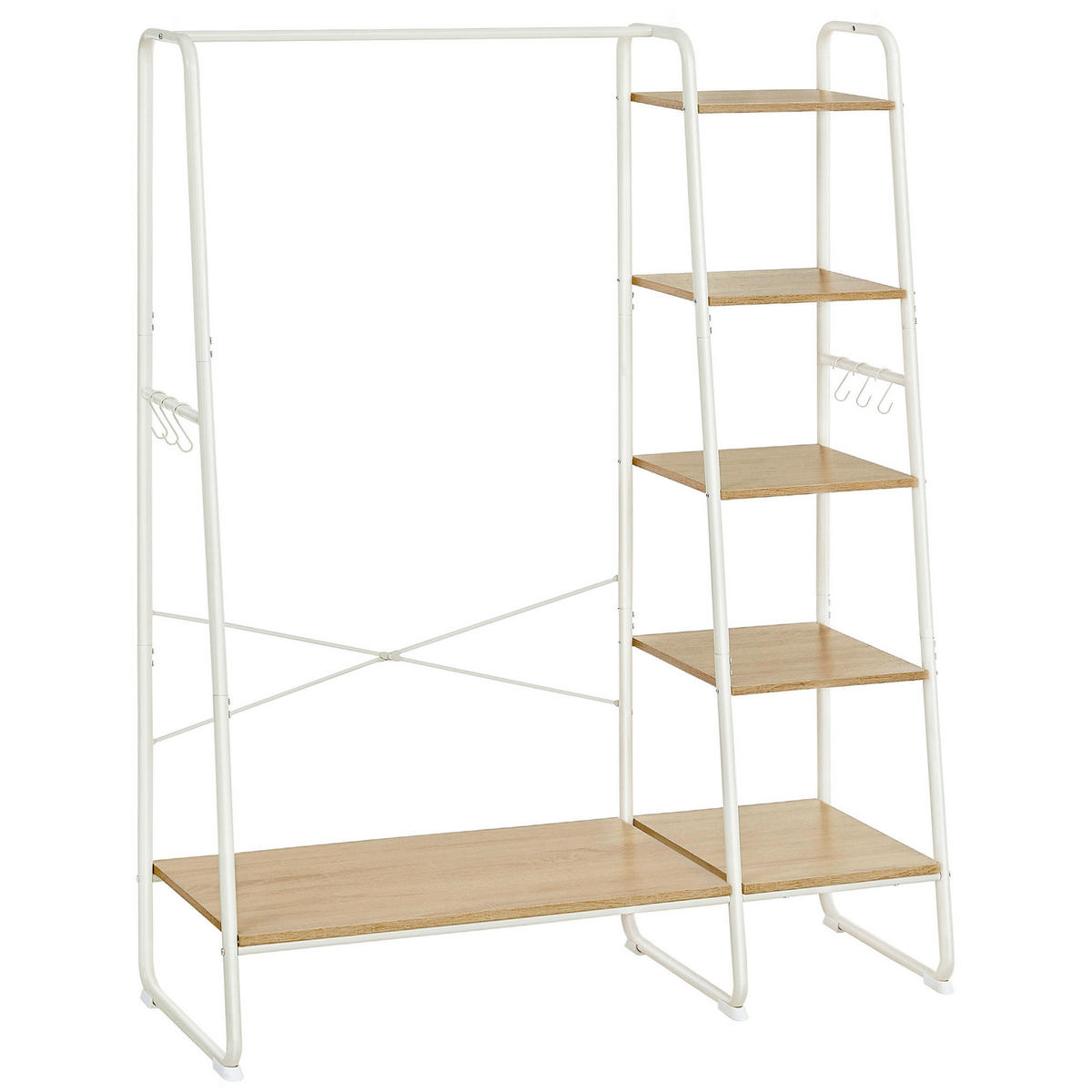 KLEIDERSTÄNDER in Weiß, Eichefarben 120/160/45 cm   - Eichefarben/Weiß, Trend, Holzwerkstoff/Metall (120/160/45cm) - MID.YOU