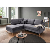 ECKSOFA Cord Grau  - Naturfarben/Grau, Modern, Holz/Textil (200/230cm) - Livetastic