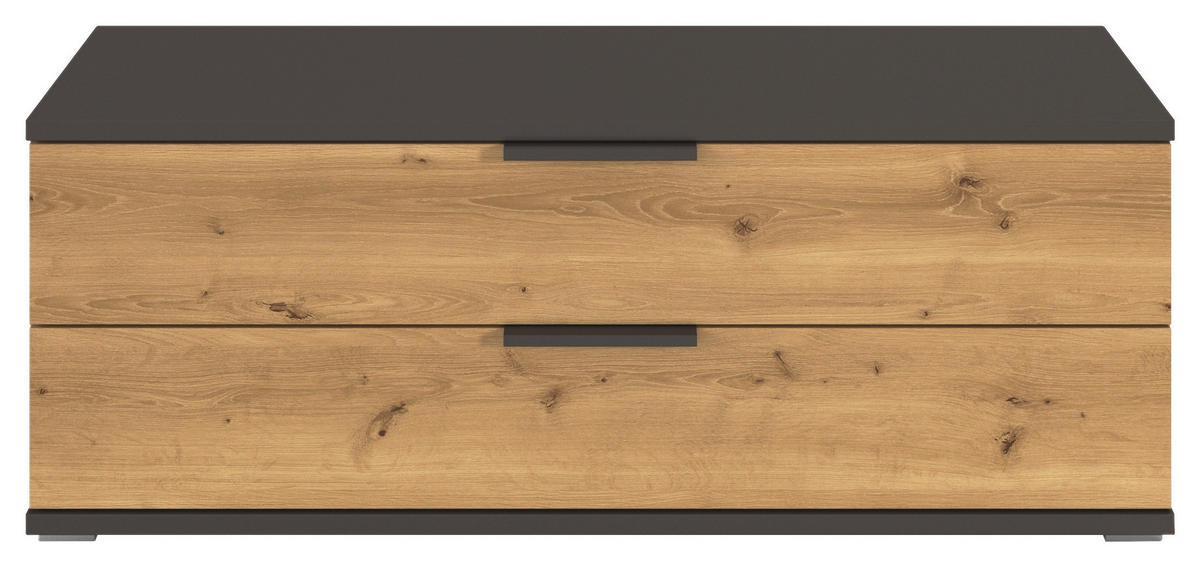 LOWBOARD  in 121/45/42 cm  - Eichefarben/Graphitfarben, KONVENTIONELL, Holzwerkstoff/Metall (121/45/42cm) - Xora