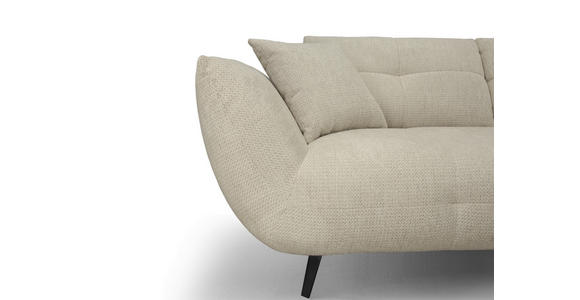 ECKSOFA Taupe Chenille Armlehnenkissen, Rücken echt, Sitztiefenverstellung  - Taupe/Schwarz, KONVENTIONELL, Textil/Metall (313/215cm) - Hom`in