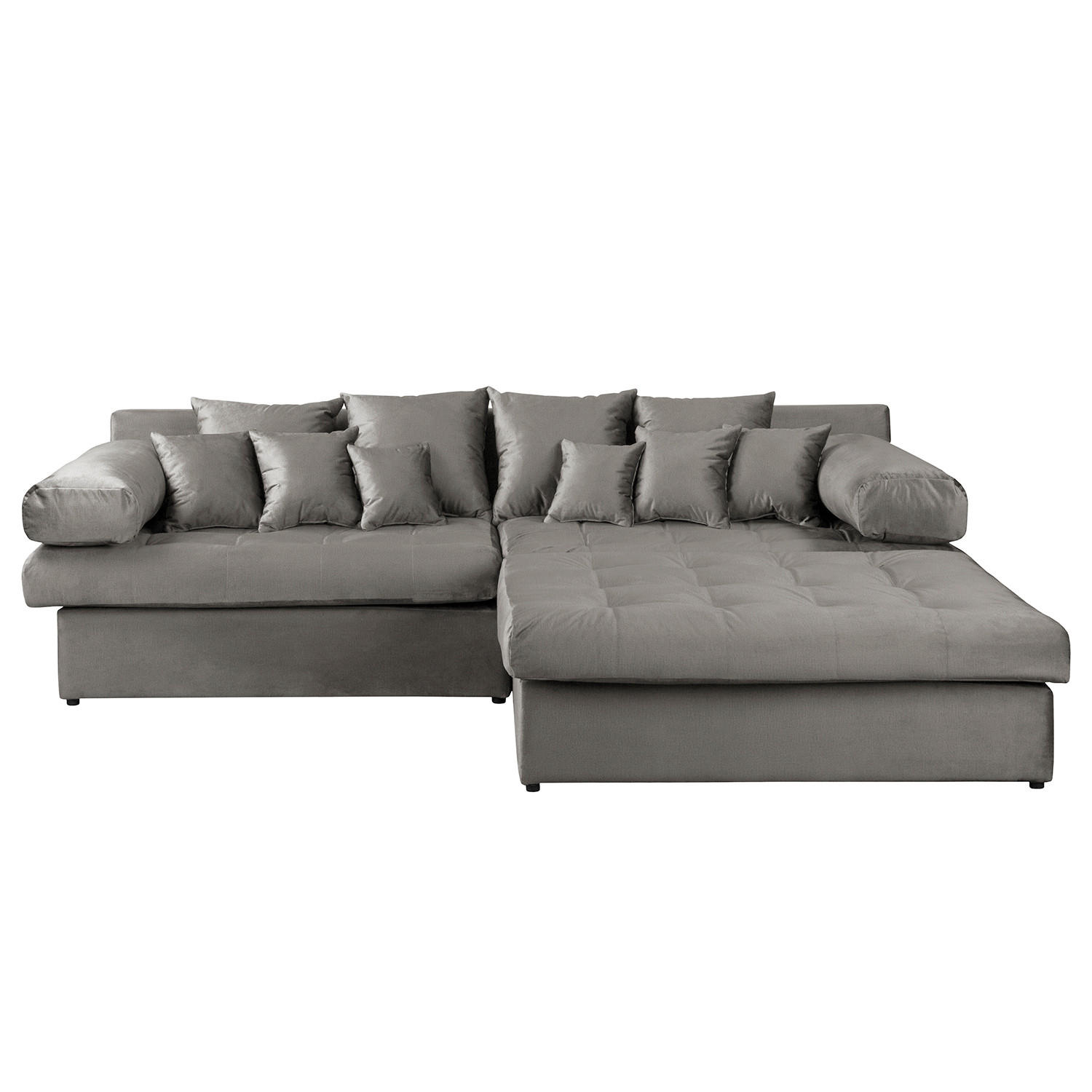 ECKSOFA Naomi in Velours Dunkelgrau Rückenkissen  284/243 cm  - Dunkelgrau/Schwarz, Design, Kunststoff/Textil (284/243cm) - P & B