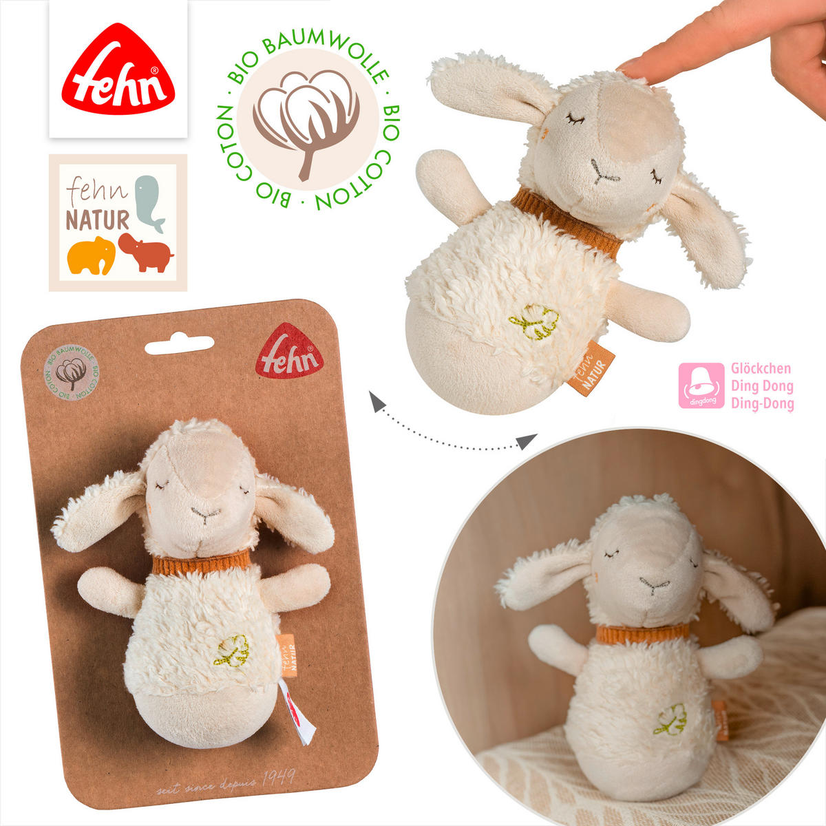 STEHAUFFIGUR - Creme, Basics, Textil (14,2/12,7/6,5cm) - Fehn