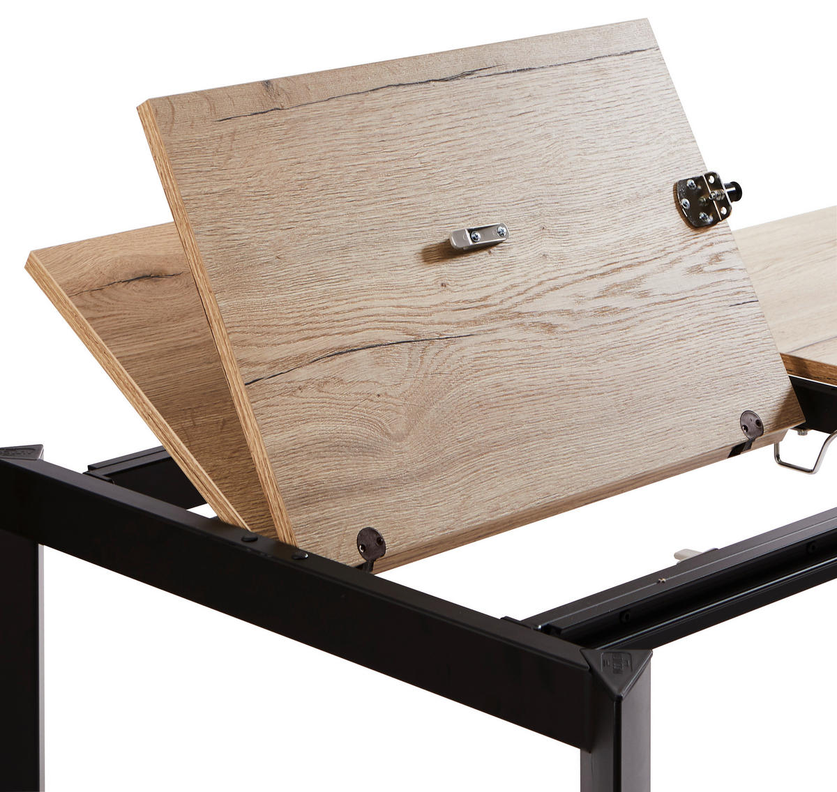 ESSTISCH Schwarz, Eichefarben rechteckig  ausziehbar, in verschiedenen Größen erhältlich, in verschiedenen Holzdekoren erhältlich  - Eichefarben/Schwarz, Design, Holzwerkstoff/Metall (120-180/80/75cm) - home24