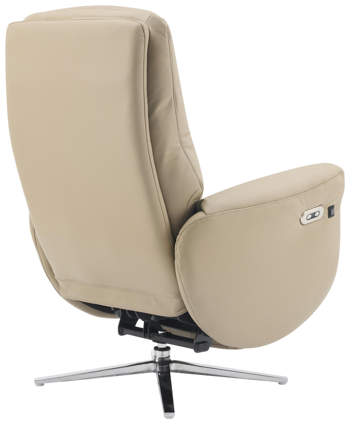 MASSAGESESSEL Echtleder Lederlook Taupe    - Taupe/Chromfarben, Design, Leder/Textil (79/110/85cm) - Livetastic