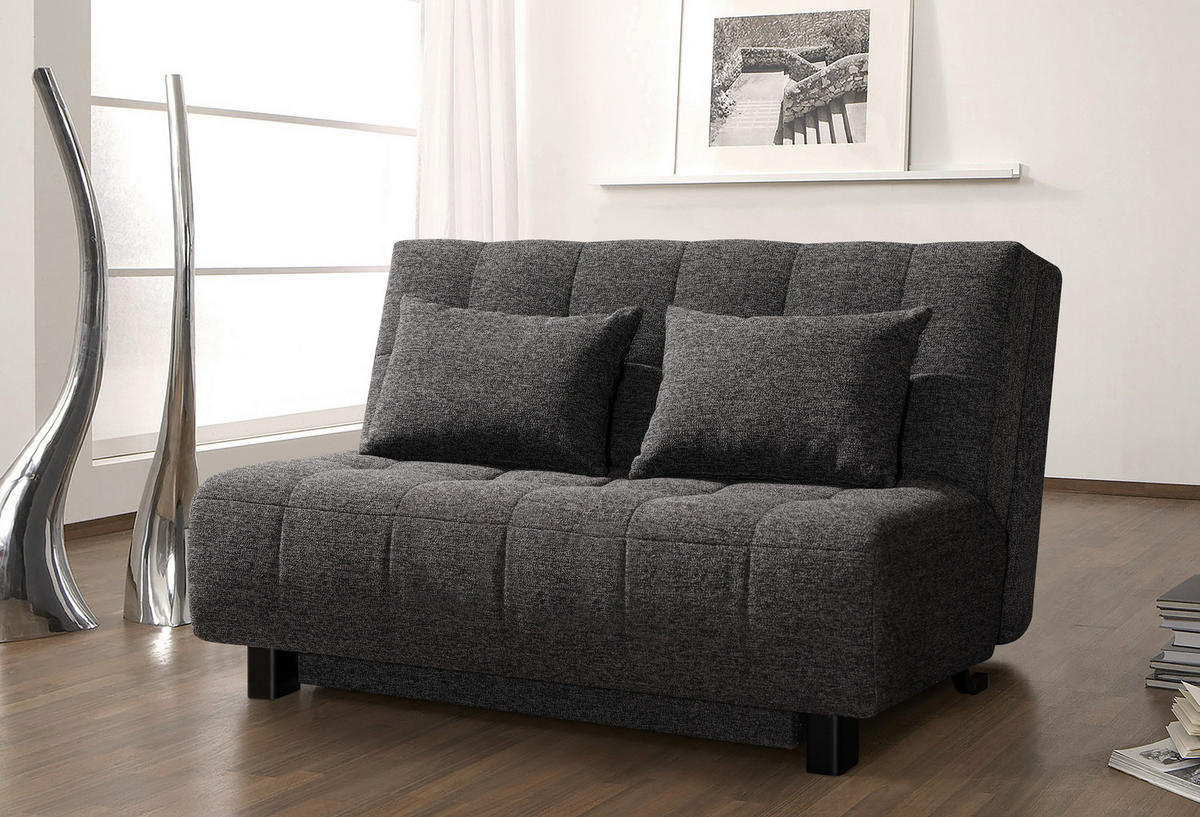 ZOFA S POSTELJNO FUNKCIJO,  antracit tekstil  - črna/antracit, Design, kovina/tekstil (145/92/102cm) - Novel