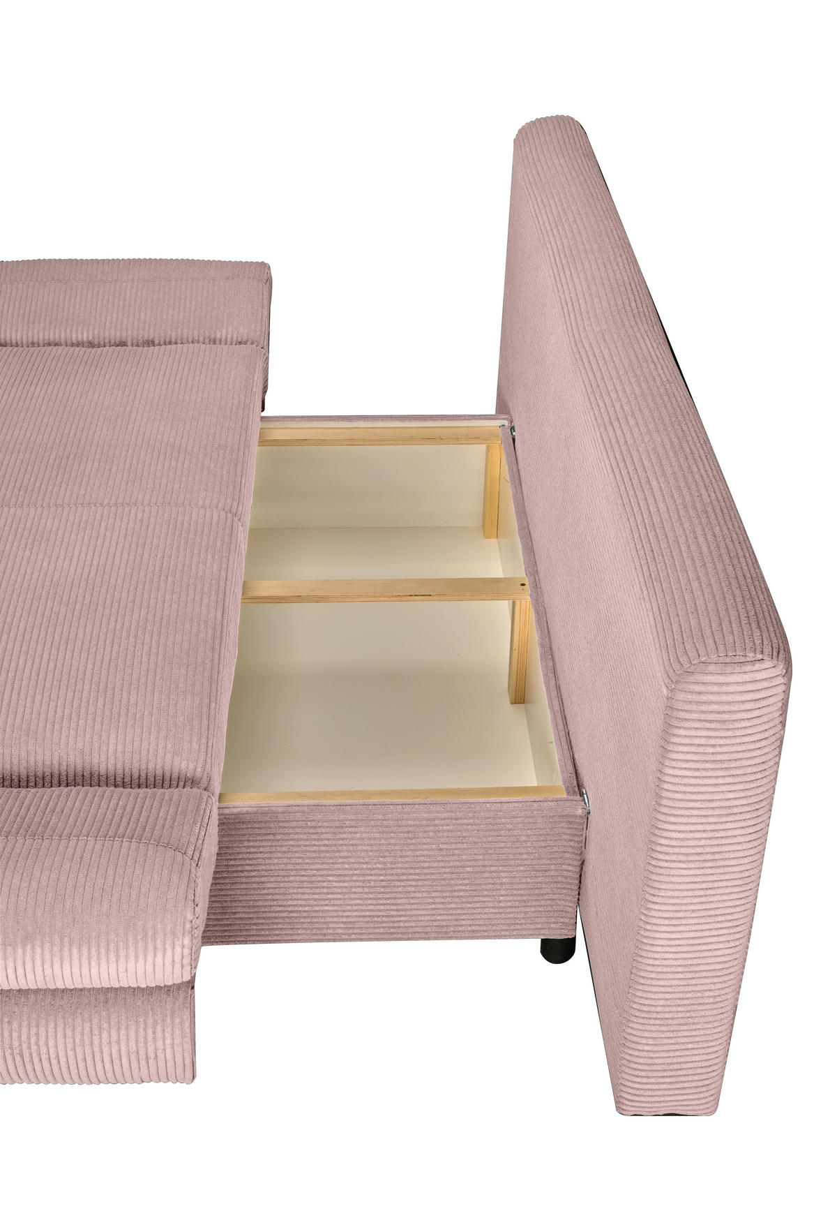 SCHLAFSOFA  mit Schlafen auf Sitzhöhe, haustierfreundlicher Bezug Cord Altrosa  - Buchefarben/Altrosa, KONVENTIONELL, Holz/Textil (200/75/85cm) - Carryhome