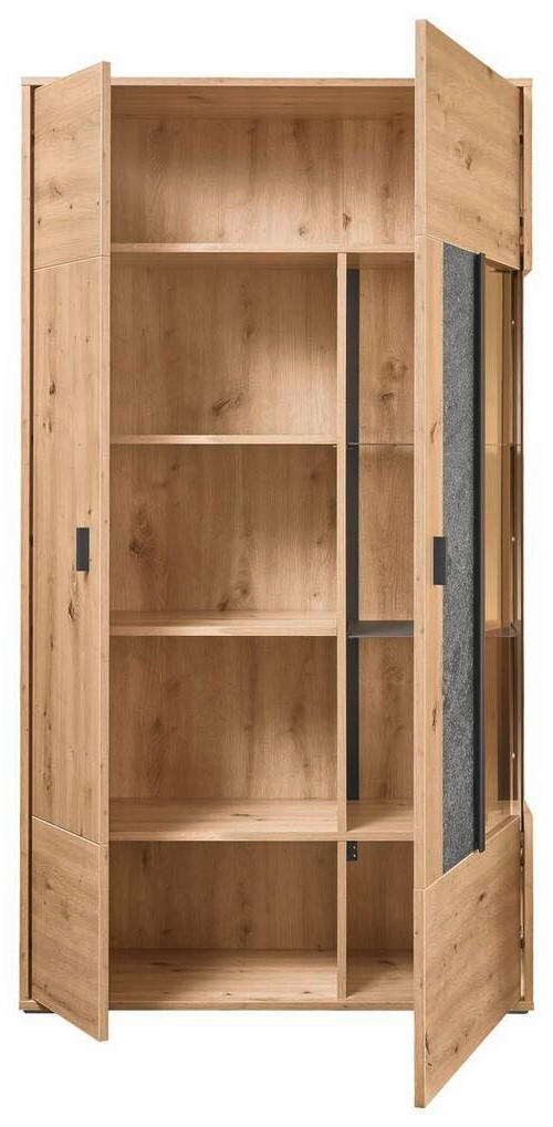 VITRINE in Eiche Artisan  - Dunkelgrau/Eiche Artisan, Design, Glas/Holzwerkstoff (93,7/170,8/37,2cm) - SetOne by Musterring