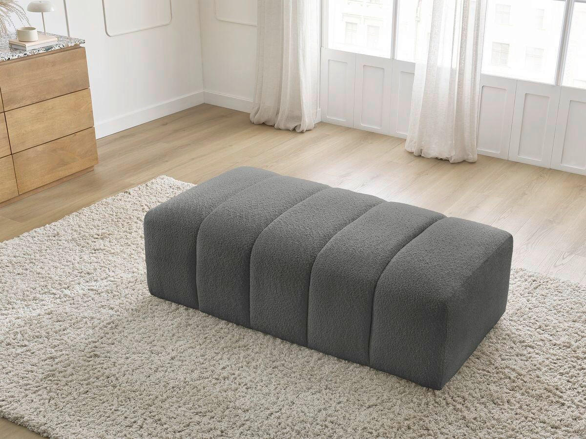 HOCKER ANNECY Bouclé Dunkelgrau  - Dunkelgrau/Schwarz, MODERN, Kunststoff/Textil (146/45/68cm)