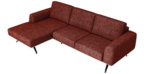 ECKSOFA in Struktur Rostfarben  - Rostfarben/Schwarz, Design, Textil/Metall (157/262cm) - Novel