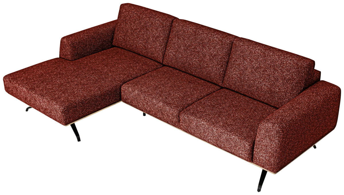 ECKSOFA in Struktur Rostfarben  157/262 cm  - Rostfarben/Schwarz, Design, Textil/Metall (157/262cm) - Novel