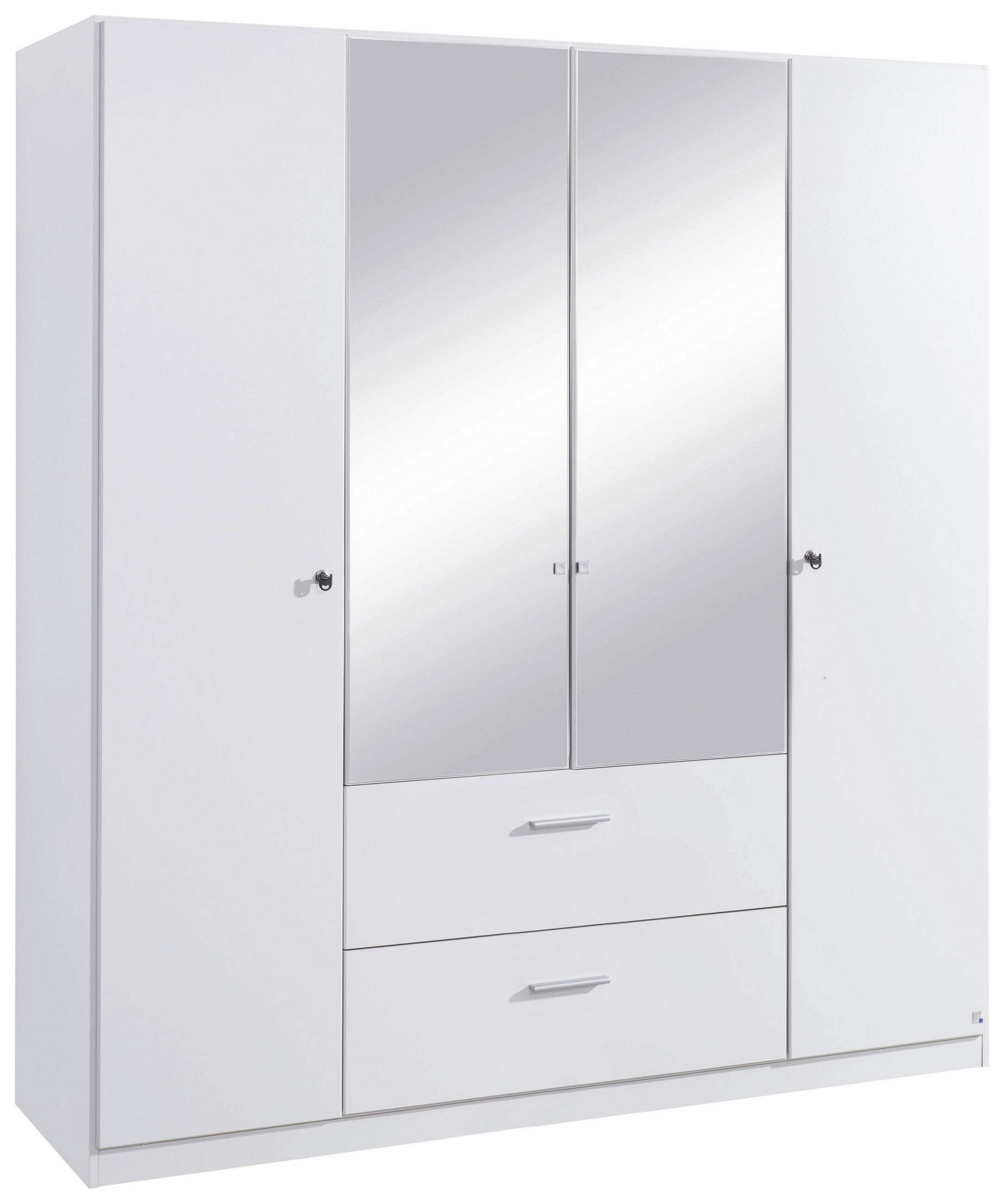 DREHTÜRENSCHRANK Weiss  - Weiss, Basics, Glas/Holzwerkstoff (181/197/54cm) - Xora