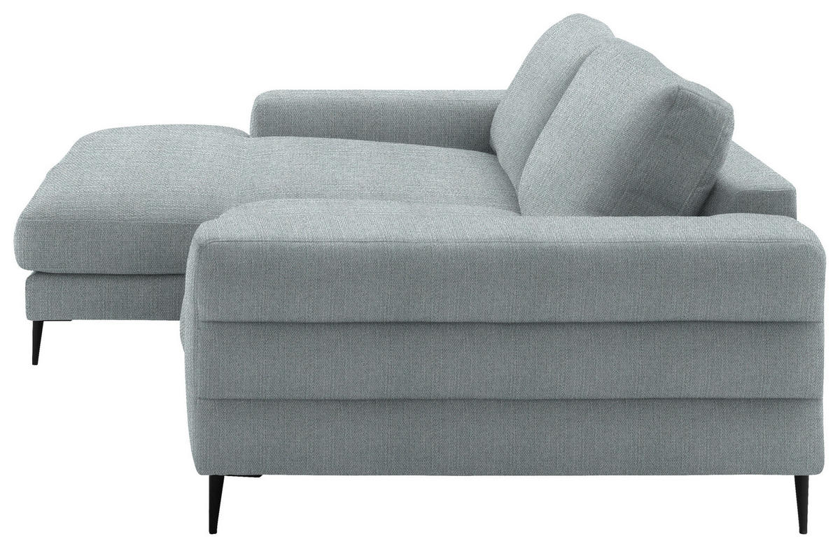 ECKSOFA in Flachgewebe Hellblau  177/253 cm  - Schwarz/Hellblau, Design, Textil/Metall (177/253cm) - Dieter Knoll