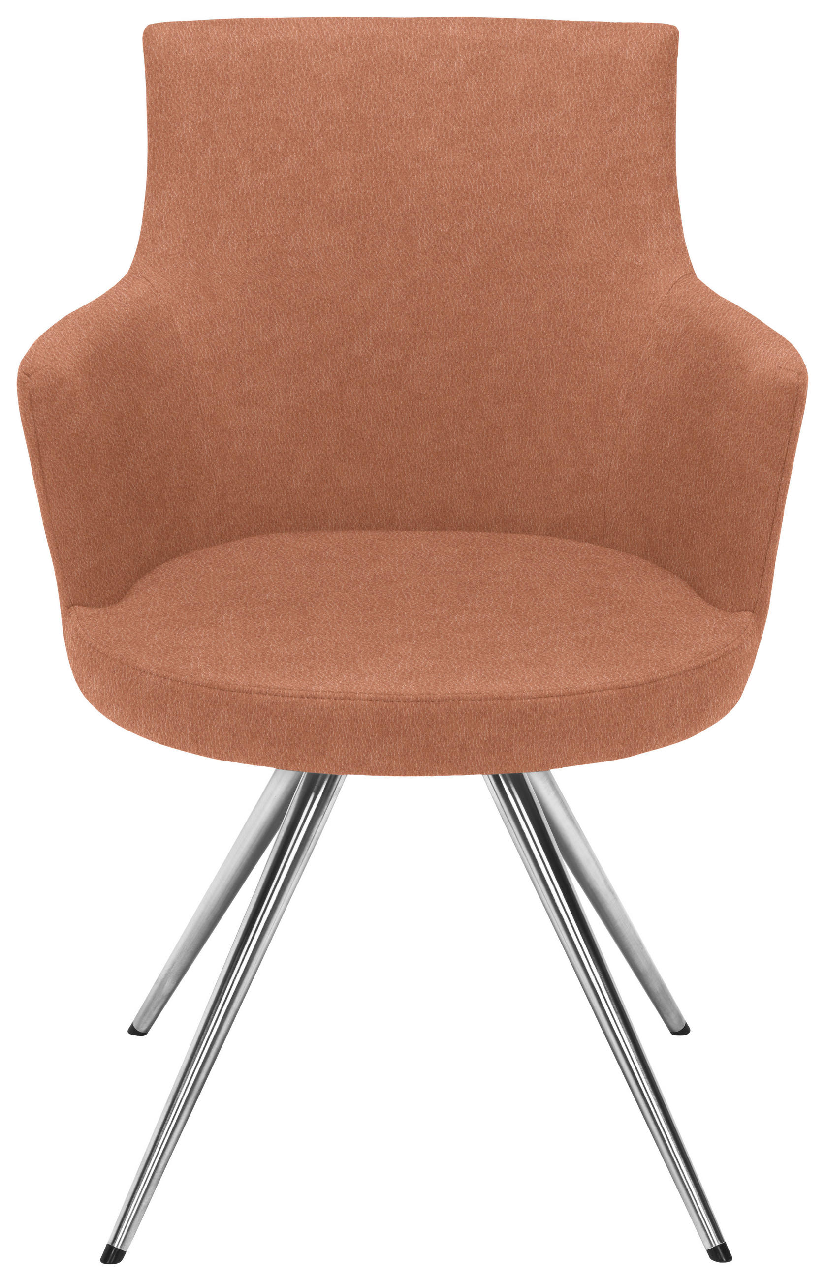ARMLEHNSTUHL  in Stahl Lederlook, Mikrofaser  - Edelstahlfarben/Cognac, Design, Textil/Metall (60/87/62cm) - Venjakob