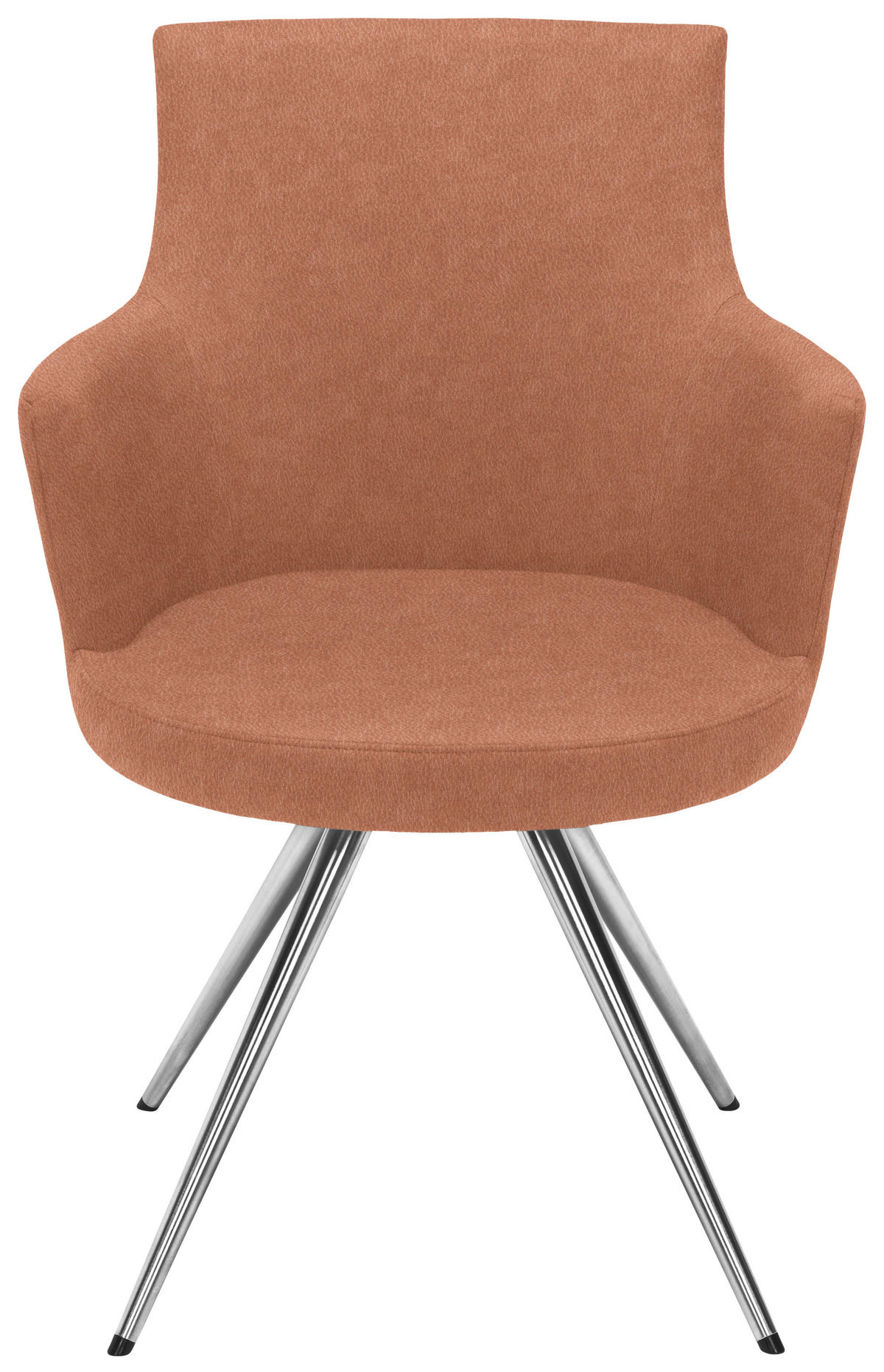 ARMLEHNSTUHL  in Stahl Lederlook, Mikrofaser  - Edelstahlfarben/Cognac, Design, Textil/Metall (60/87/62cm) - Venjakob
