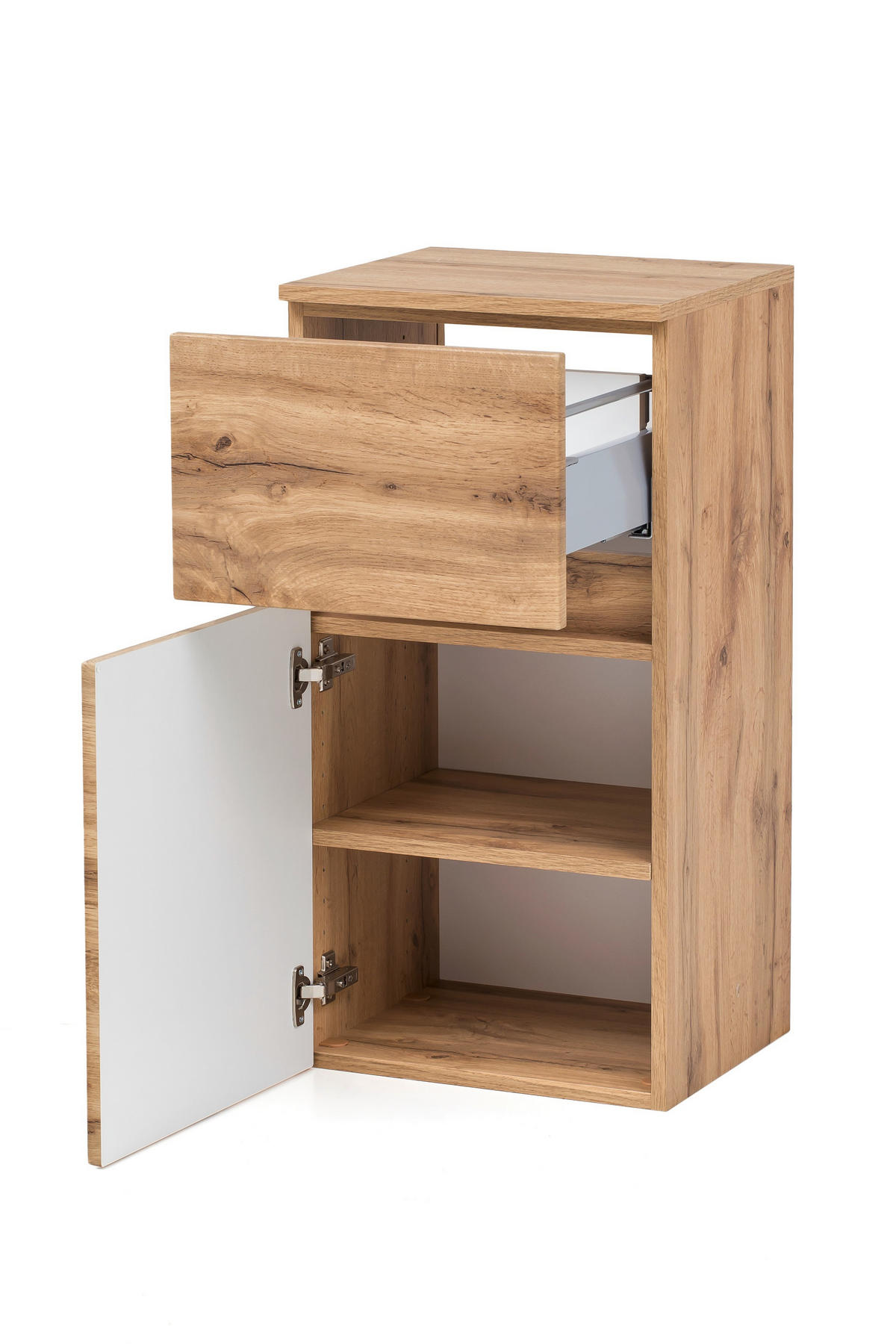UNTERSCHRANK 40/79/35 cm   - Eiche Wotan/Silberfarben, Natur, Holzwerkstoff/Kunststoff (40/79/35cm) - Xora