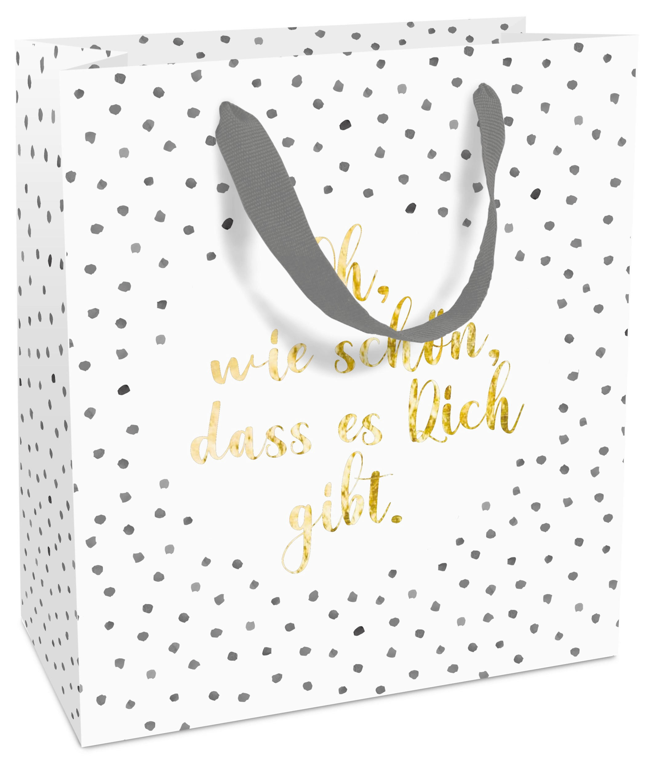 GESCHENKTASCHE  - Goldfarben/Schwarz, Trend, Papier (18cm)
