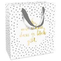 GESCHENKTASCHE  - Goldfarben/Schwarz, Trend, Papier (18cm)