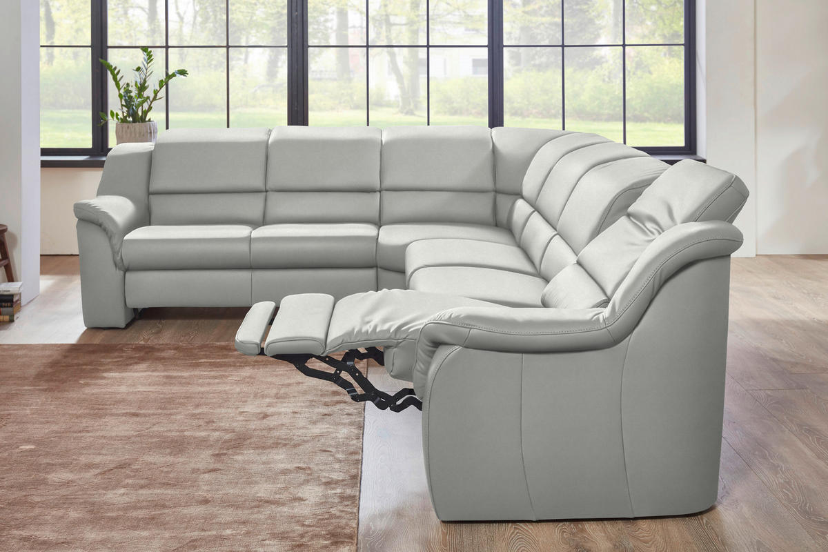 ECKSOFA  in Echtleder Silberfarben  260/324 cm  - Silberfarben/Schwarz, KONVENTIONELL, Leder/Kunststoff (260/324cm) - Cantus