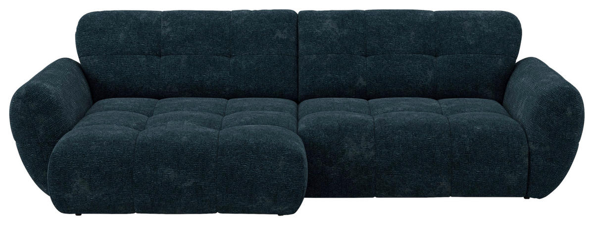 ECKSOFA NIVO Dunkelblau Chenille Rücken echt  - Schwarz/Dunkelblau, MODERN, Kunststoff/Textil (175/312cm) - Livetastic