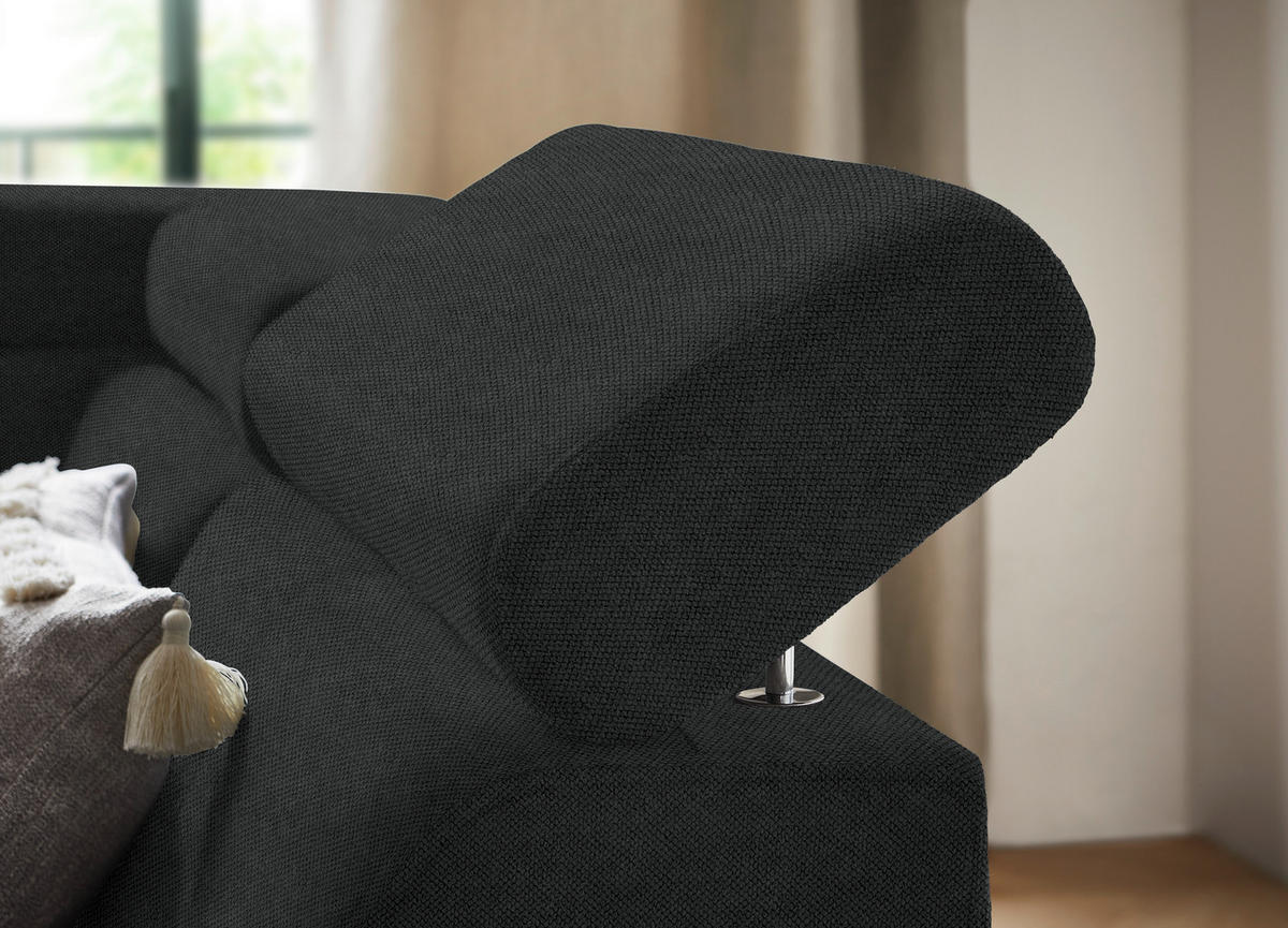 ECKSOFA in Webstoff Anthrazit  260/203 cm  - Anthrazit/Schwarz, Design, Textil/Metall (260/203cm) - Stylife