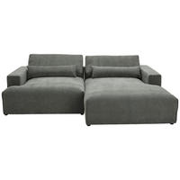 ECKSOFA Felicia Graugrün Struktur  - Schwarz/Graugrün, Design, Kunststoff/Textil (267/187cm) - Stylife