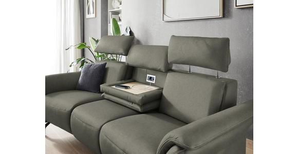 TRAPEZSOFA in Echtleder Grau  - Schwarz/Grau, KONVENTIONELL, Leder/Metall (221/103/95cm) - Dieter Knoll