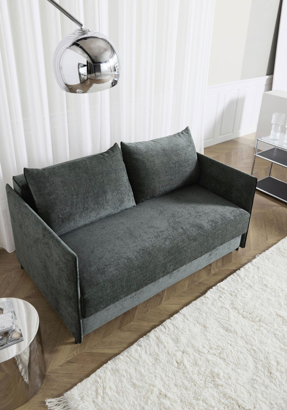 SCHLAFSOFA Flachgewebe Dunkelgrün  - Dunkelgrün/Schwarz, Design, Textil/Metall (150/80/90cm) - Innovation