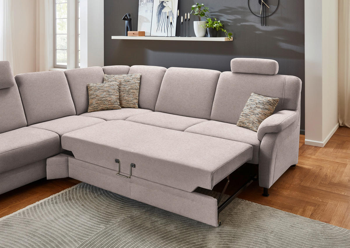 ECKSOFA  in Flachgewebe Rosa  287/269 cm  - Schwarz/Rosa, KONVENTIONELL, Textil/Metall (287/269cm) - Beldomo System