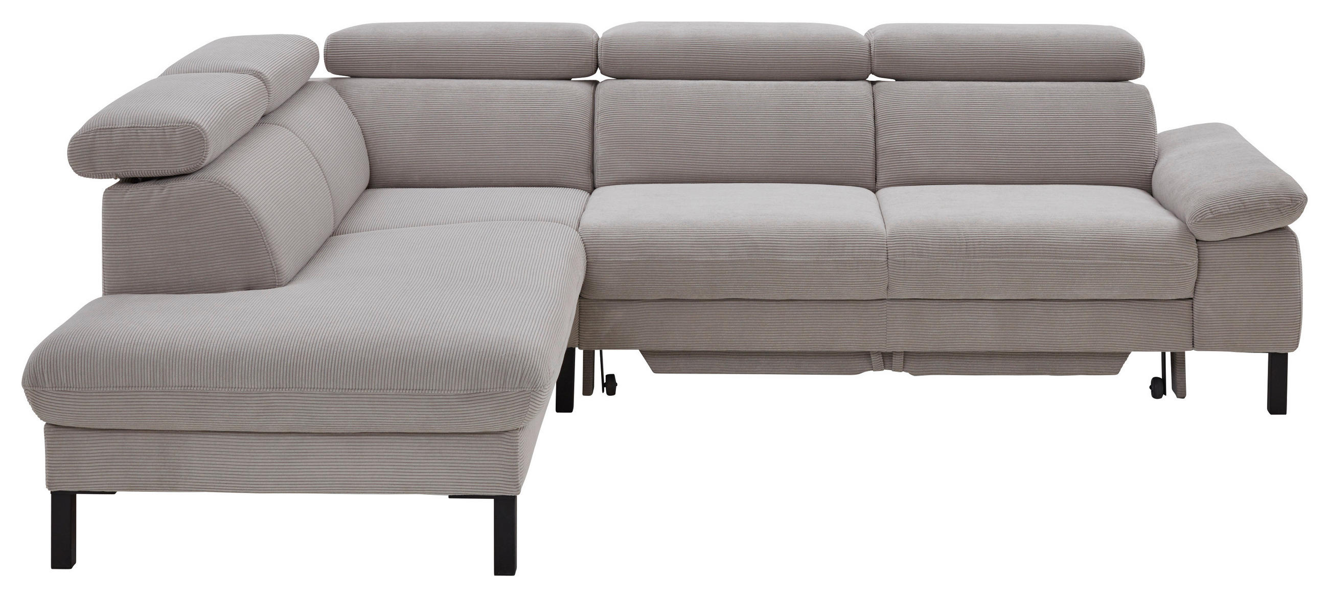 ECKSOFA in Cord Grau  - Schwarz/Grau, Design, Holzwerkstoff/Textil (217/272cm) - Pure Home Comfort