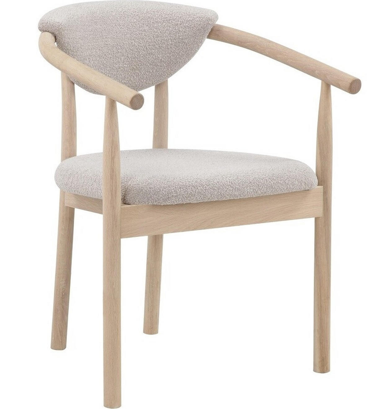 STOL MED ARMSTÖD bouclé  - beige/ek Bianco, Design, trä/textil (58,7/76,5/56cm) - Best Price
