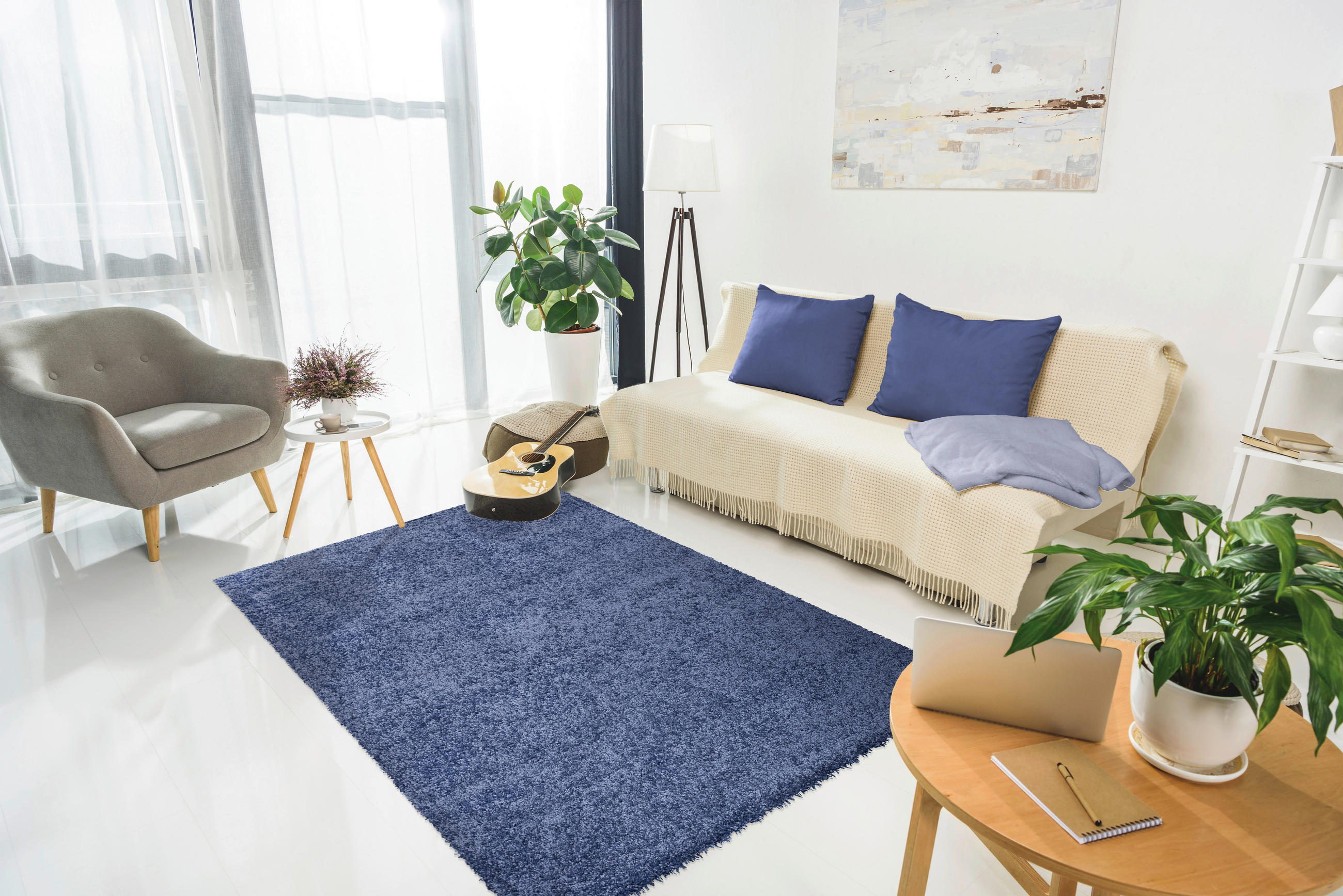 SHAGGY 120/170 cm Arya Blau  - Blau, KONVENTIONELL, Textil (120/170cm)
